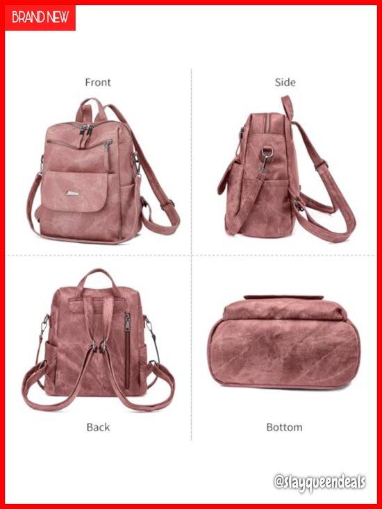 Women\'s Fashion Anti Theft PU Leather Convertible Backpack Purse with main image 4